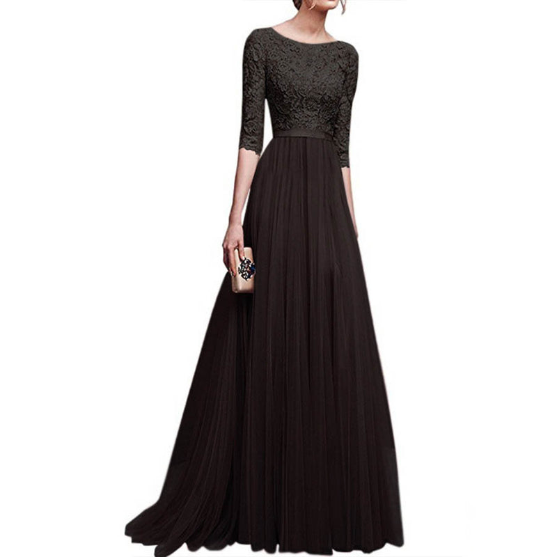 Chiffon Lace Long Dress Large Evening Dress
