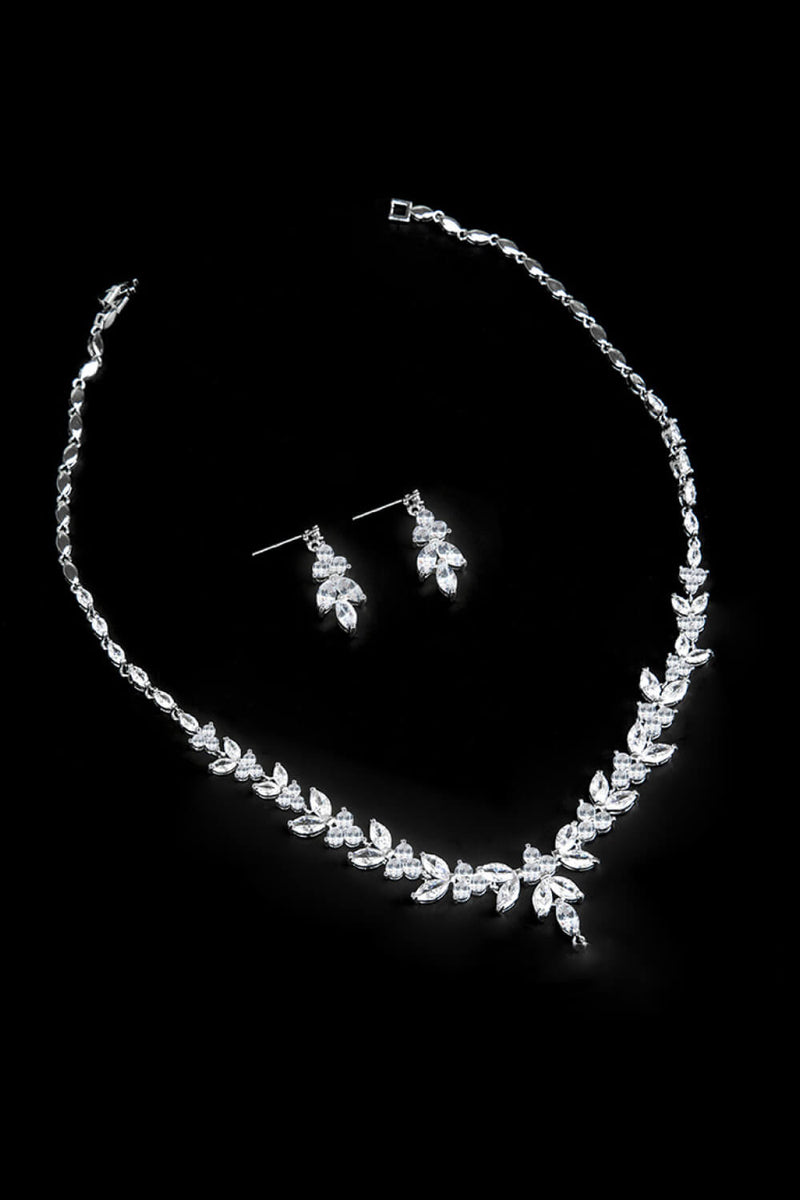 18k Platinum-Plated Necklace and Drop Earrings Set