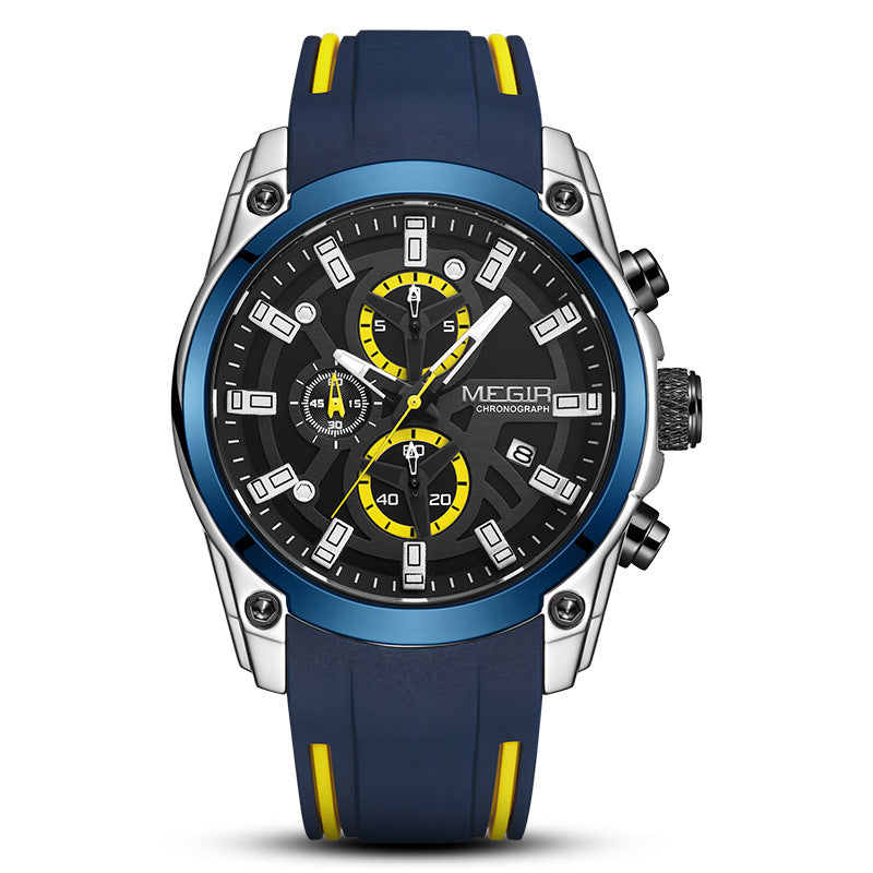 Brand Megur megir men's watch multi-function timing sports silicone male quartz sports watch 2144