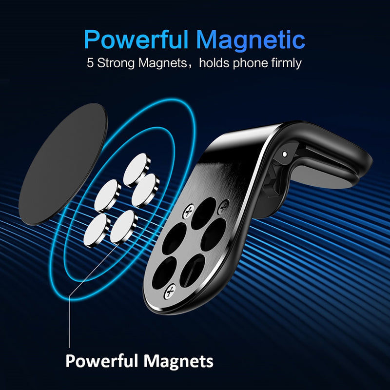 Magnetic Car Phone Holder L Shape Air Vent Mount Stand in Car GPS Mobile Phone Holder For iPhone X Samsung S9 Xiaomi