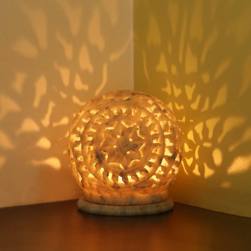 The Glowing Mughal Floral' Hand Carved Table Tea-Light Holder In - Annizon Home Essentials