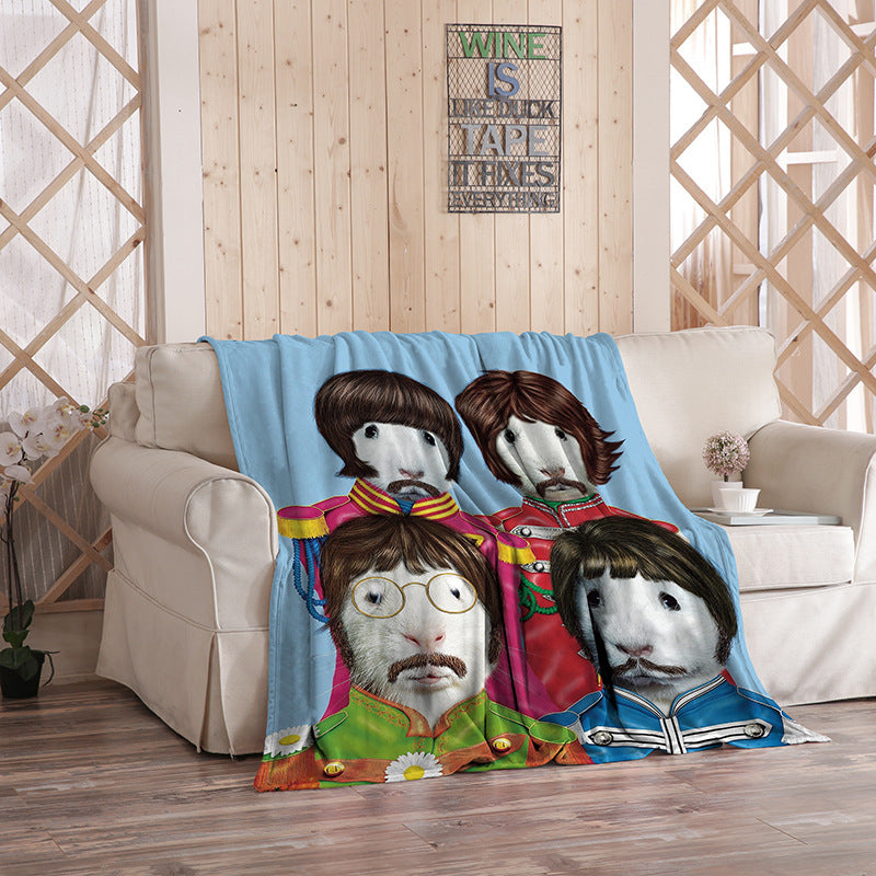 Flannel Blanket Printed Logo Pattern Photo Air Conditioning Blanket Sheet Support Peripheral Blanket Annizon Home Essentials