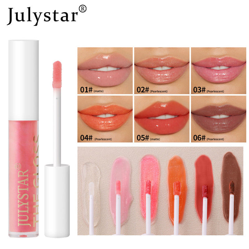 Six Pack Multi-Color Moisturizing Watery Glass Lip Gloss Pearl Watery Lip Glaze Non-Stick Mirror Lip Gloss