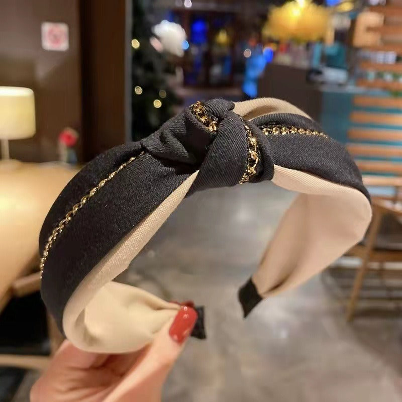 Korean Advanced Versatile Hair Band Net Red Wash Face Pressed Hair Band Out Wide Edge Non slip Hair Clip Headwear