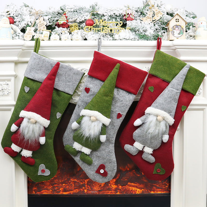Large Christmas Stockings Gifts Cloth Santa Elk Socks Xmas Lovely Gift Holders For Children Fireplace Tree Christmas Decoration