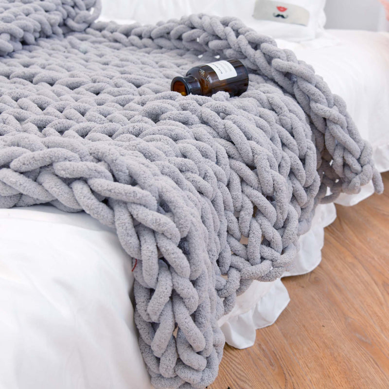 Ins handmade coarse wool woven chenille blanket