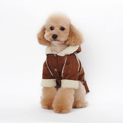 Winter New High Quality Pet Clothes Lamb Velvet Coat British Simple Solid Color Dog Warm Cotton Coat