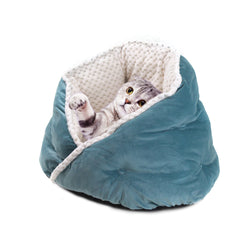 Autumn And Winter Pet Warm Hug Cuddle Round Depth Diamond Creative Soft Beibei Velvet Inner Bile Kennel Cat Bed