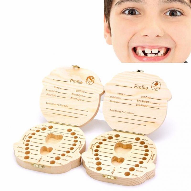 Lovely Girl /Boy Image Wooden Baby Milk Teeth Box Baby Souvenirs Fetal Hair Tooth Collection Save Box Recording Baby Growth
