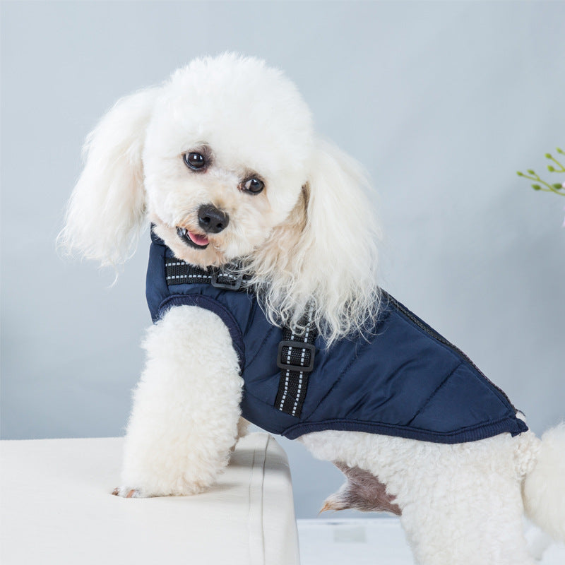 Pet Clothes Autumn And Winter New Waterproof Warm Dog Cotton Coat Winter Ski Suit Chest Back Integrated Cotton Vest