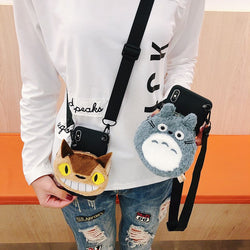 Sam S9 plus cartoon Pouch Case , Totoro minnie mickey wallet Shell for Samsung Galaxy S9 + strap