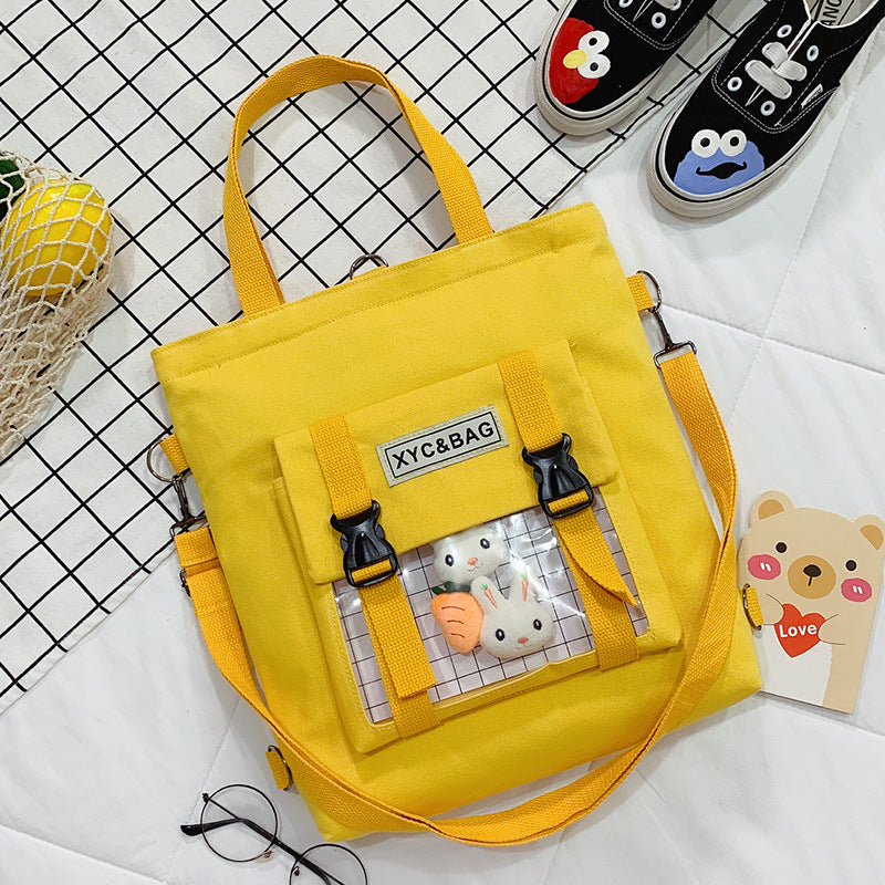 New Canvas Transparent Bag Student Canvas Bag Female Messenger Printed Canvas Bag Shoulder Bag Messenger Bag