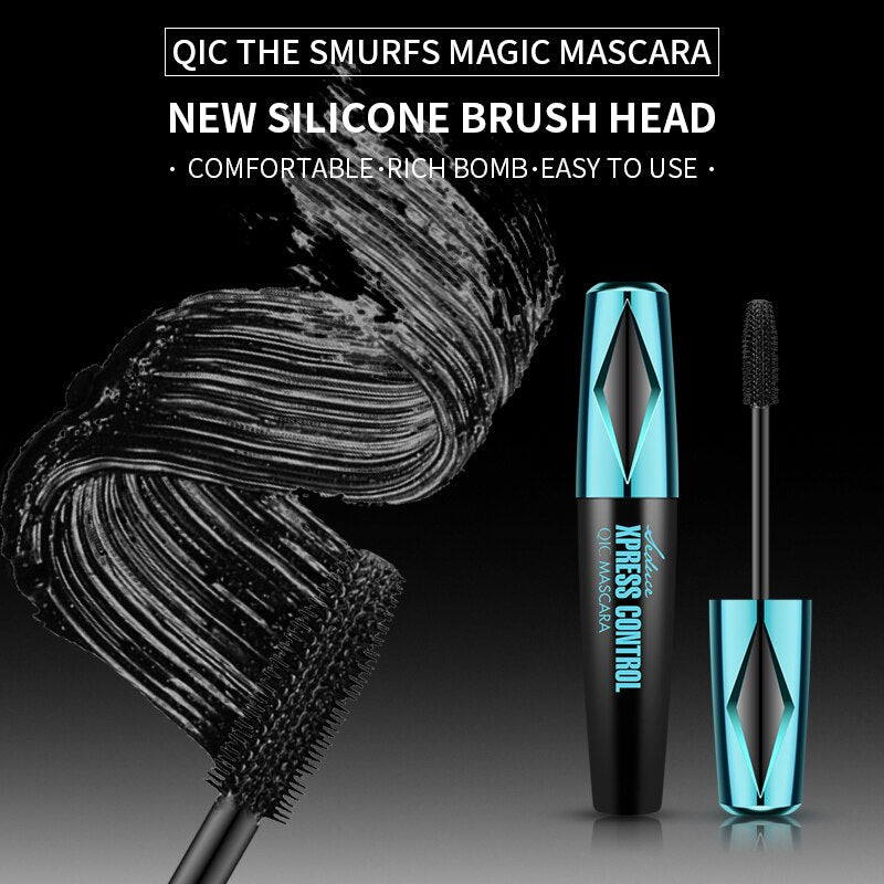 QIC 4D Silk Fiber Eyelash Mascara Waterproof Curling Thick Lengthening Extension Mascara Extension Makeup Black Waterproof