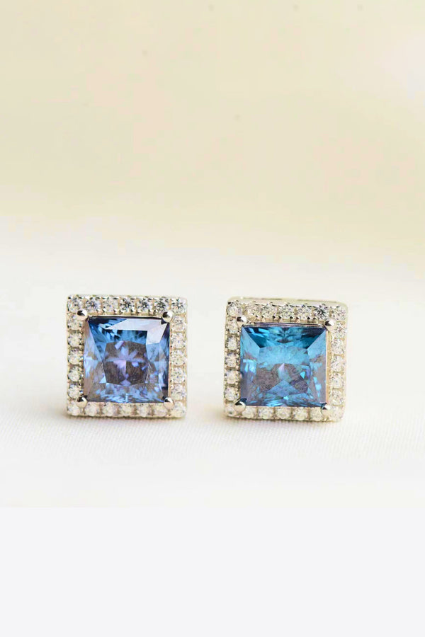 925 Sterling Silver 4 Carat Moissanite Square Earrings