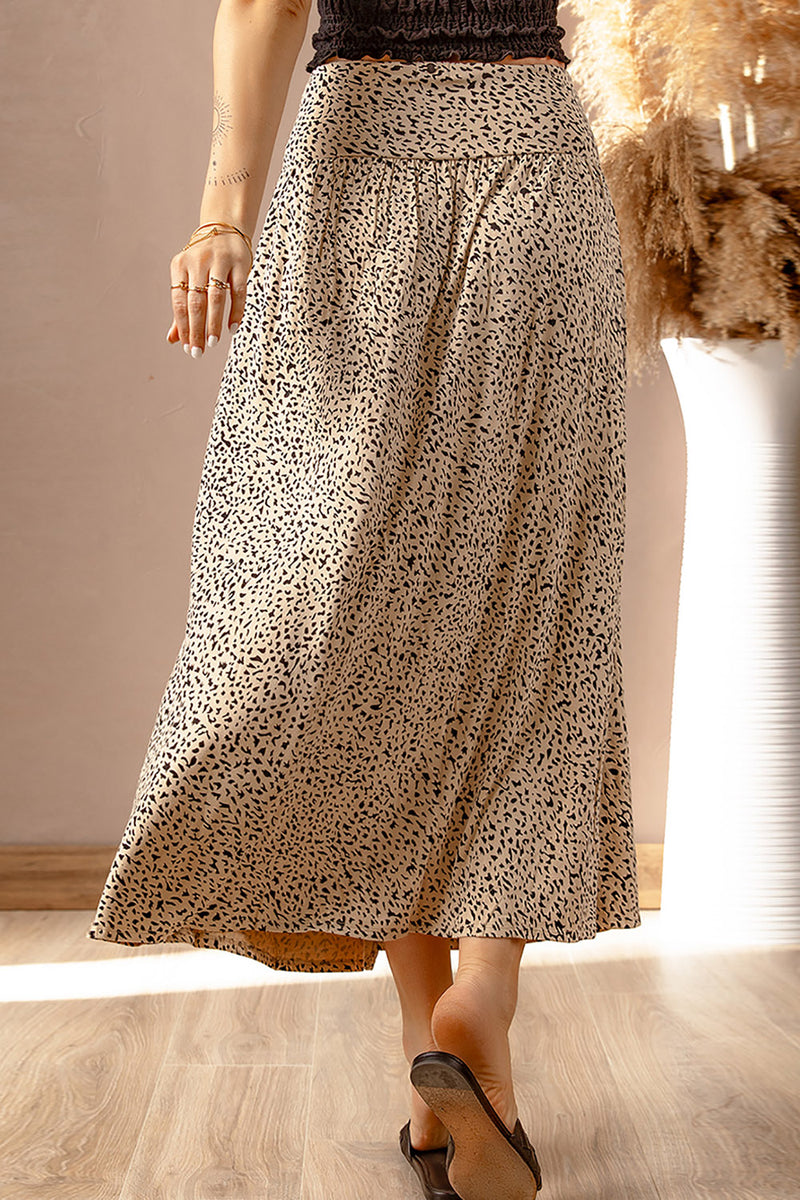 Printed Side Split High Waist Maxi Skirt