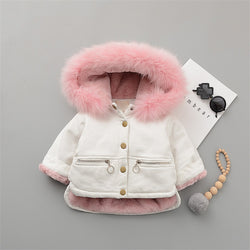 Fleece Toddler Girl Jacket Denim Warm Fur Hoodie Kids Winter - Annizon Home Essentials