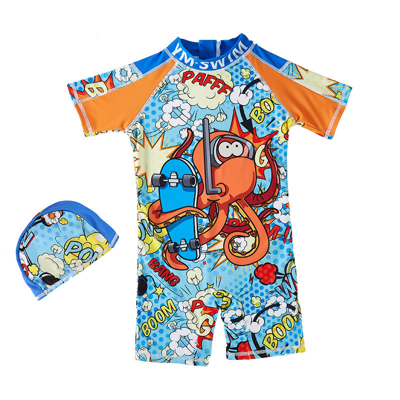 One-Piece Clothes Boy Surfing Suit Quick-Drying Boy Sunscreen Swimsuit Ins Style Baby Children's Swimsuit