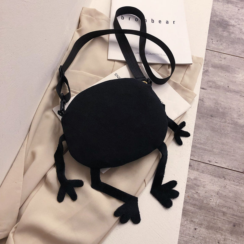 Personality Funny Canvas Small Bag Female New Trendy Korean Version Student Girl One-Shoulder Messenger Small Round Bag