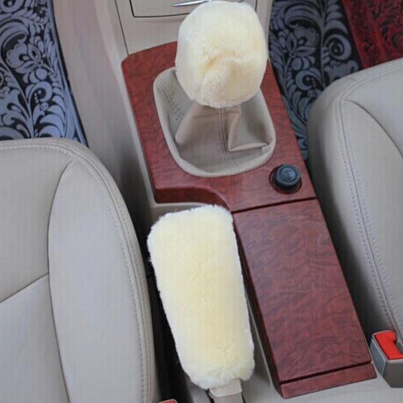 Universal Steering-wheel Plush Car Steering Wheel Covers Winter Faux fur Hand Brake & Gear Cover Set Car Interior Accessories
