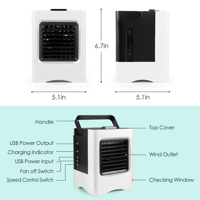 4 in 1 Rechargeable Portable Air Conditioner USB Mini Air Cooler Humidifier Purifier Air Cooling