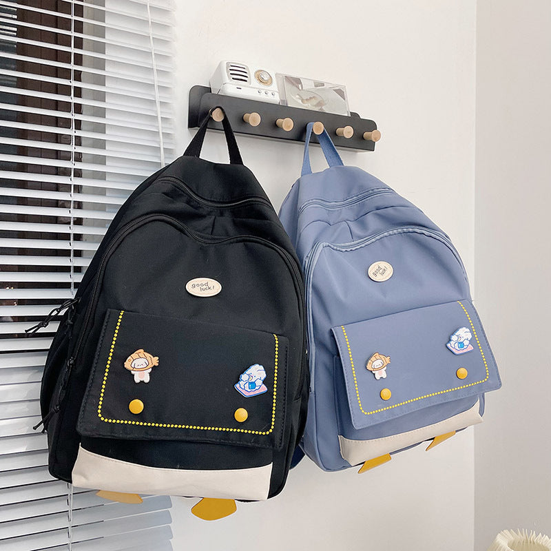 Backpack Girls College Student Simple Computer Backpack High School Student Large Capacity Cartoon Cute Schoolbag