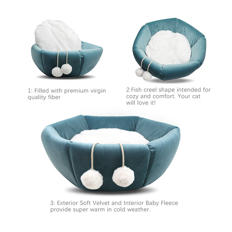 Autumn And Winter Deep Sleep Foldable Creative Fish Basket Pet Nest Comfortable Warm Velvet Liner Cat Nest Dog Nest