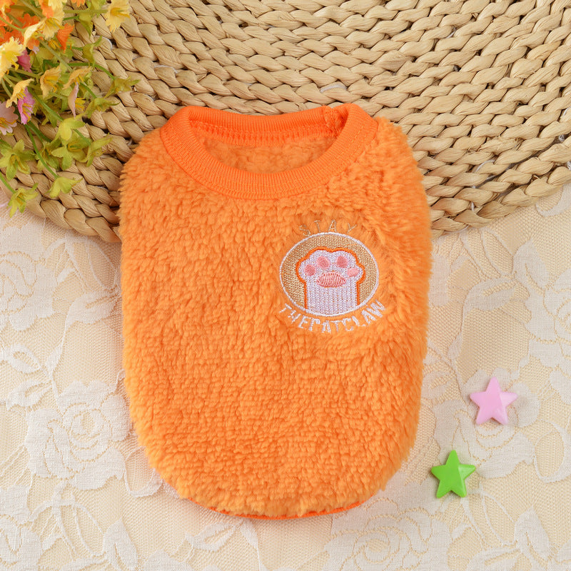 Flannel Milk Dog Clothes Small Dog Puppy Cat Dog Autumn And Winter Clothing Pet Rabbit Teacup Dog Warm Vest