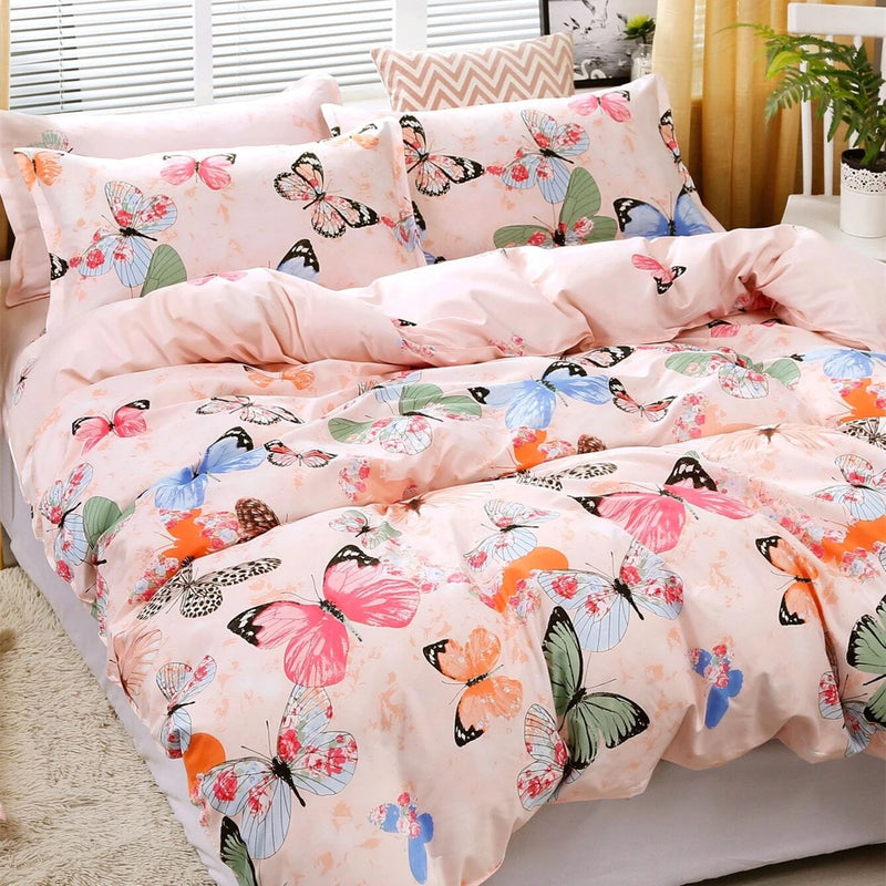 3pcs Butterfly Duvet Cover Set (1 Duvet Cover + 2 Pillowcase), Pink Bedding Set, Cute & Soft Blanket
