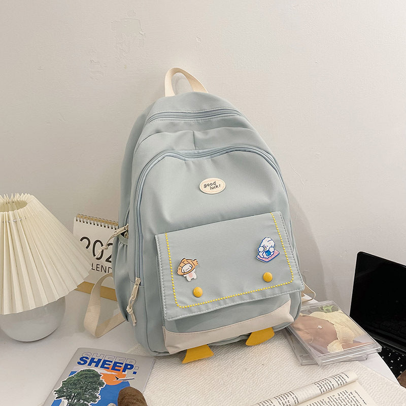 Backpack Girls College Student Simple Computer Backpack High School Student Large Capacity Cartoon Cute Schoolbag