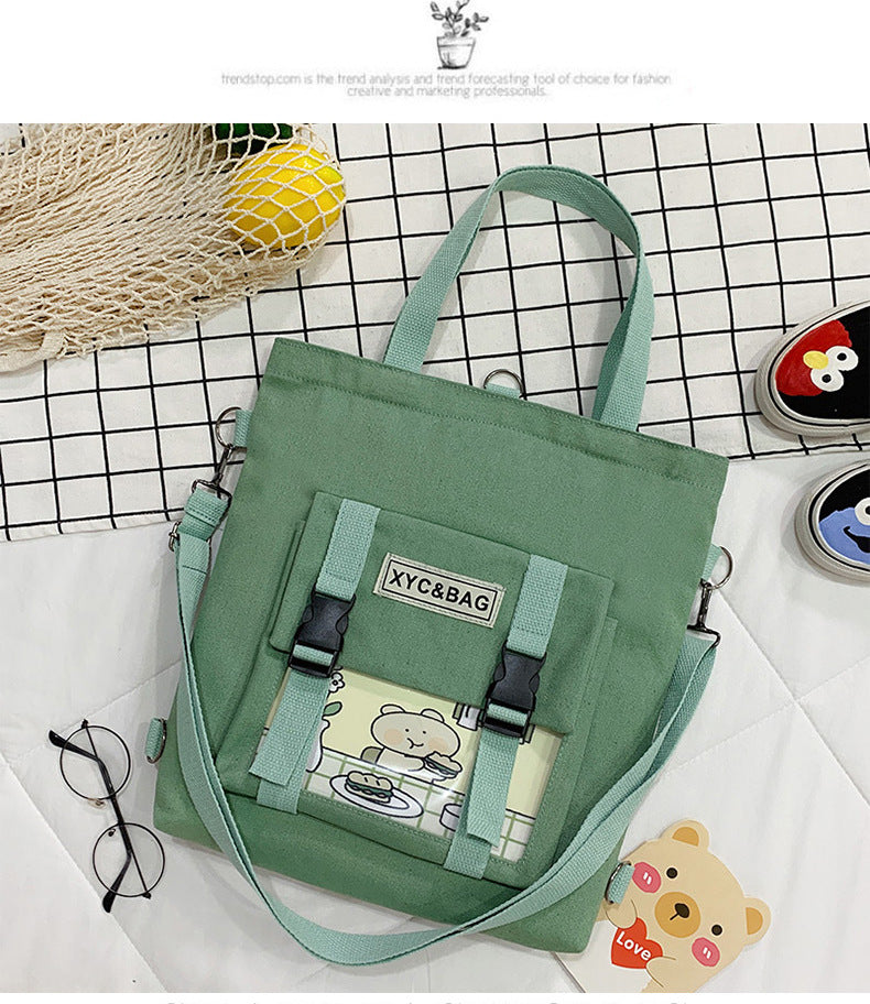 New Canvas Transparent Bag Student Canvas Bag Female Messenger Printed Canvas Bag Shoulder Bag Messenger Bag