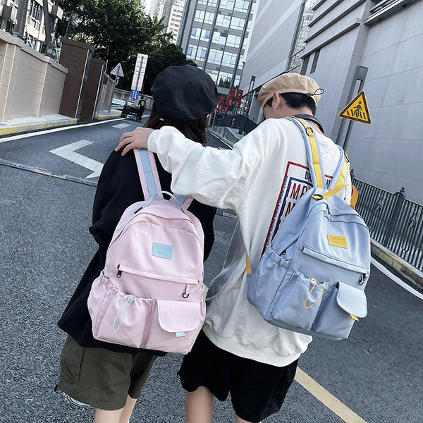 Canvas Schoolbag Girls Japanese Ins Junior High School Students Large Capacity Backpack Simple Trendy Casual Schoolbag