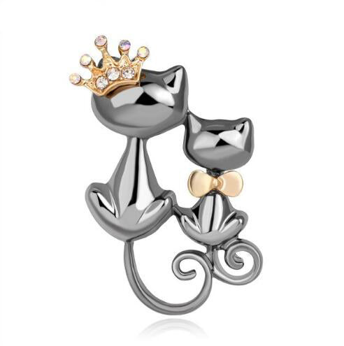 Crystal Couple Queen Cat Brooch