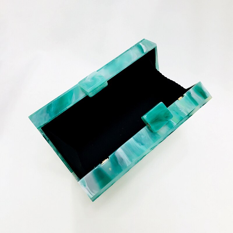 Acrylic Box Evening Handbag Women Luxury Designer Small Stone Pattern Green Dinner Clutch Purse Female Party Shoulder Bag Wallet