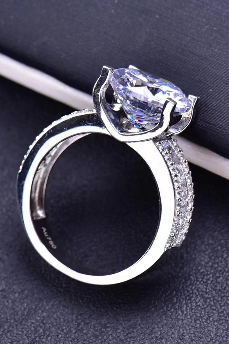 18K Platinum-Plated Moissanite Side Stone Ring