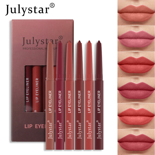 Lipstick Pink Six Pack Lipstick Pen Waterproof Matte Velvet Fog Rotary Lipliner