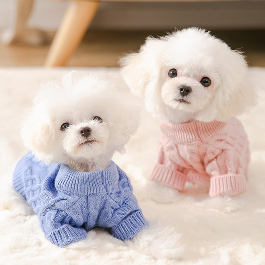 Dog Twist Knitting Pullover Sweater In Autumn And Winter Small And Medium-Sized Dog Spring Two-Piece Cat Pet Clothes