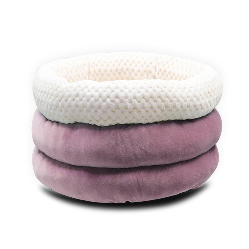 Winter Pet Deep Sleep Bed Semi-Enclosed Round Ice Velvet Pet Bed Comfortable Soft Warm Cat Bed Dog Bed