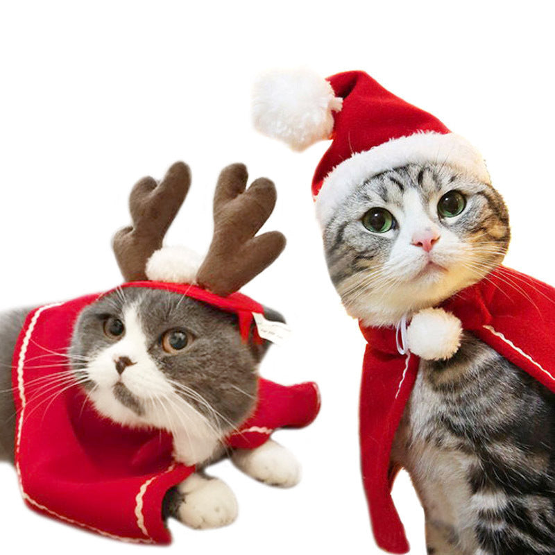 Cat Christmas Hat Scarf Wholesale Weird Pet Cape Headband Antlers Moose Holiday Toys