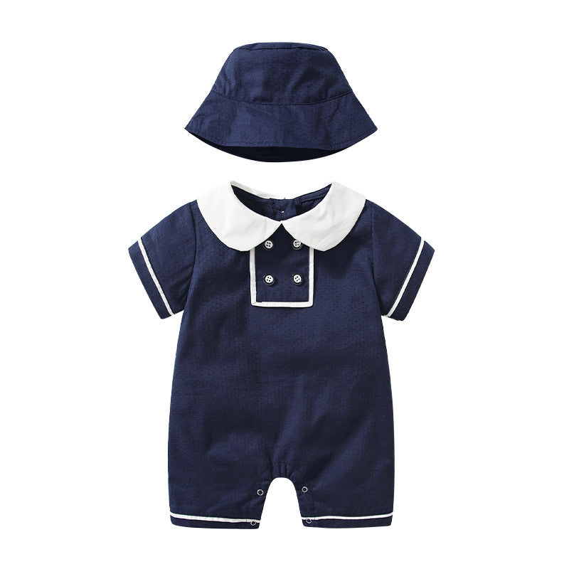 Infant Children's Clothing Summer Japanese College Style Cute Doll Collar Baby Romper Short Sleeve Romper Baby One Piece