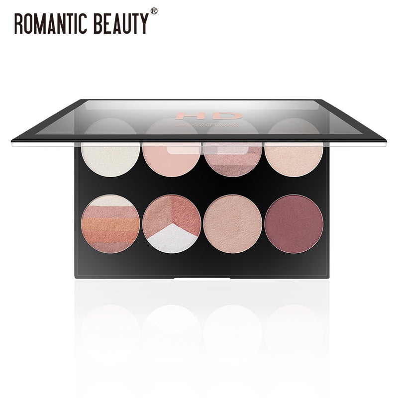 Romantic Beauty 8-Compartment Multi-Color Eyeshadow Pearl Matte Easy To Apply Finishing Eyeshadow Palette