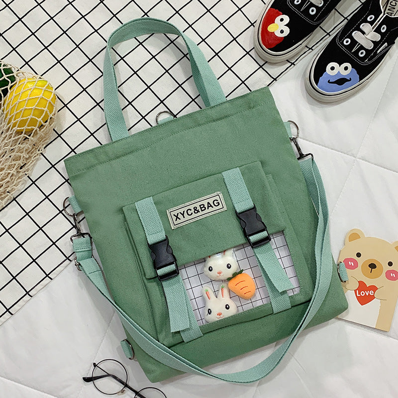 New Canvas Transparent Bag Student Canvas Bag Female Messenger Printed Canvas Bag Shoulder Bag Messenger Bag