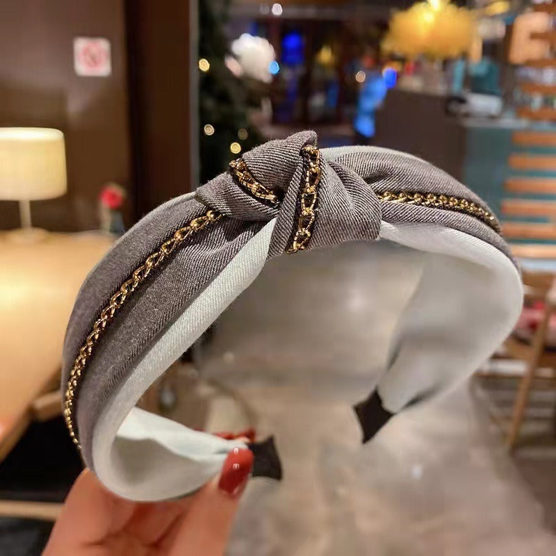 Korean Advanced Versatile Hair Band Net Red Wash Face Pressed Hair Band Out Wide Edge Non slip Hair Clip Headwear