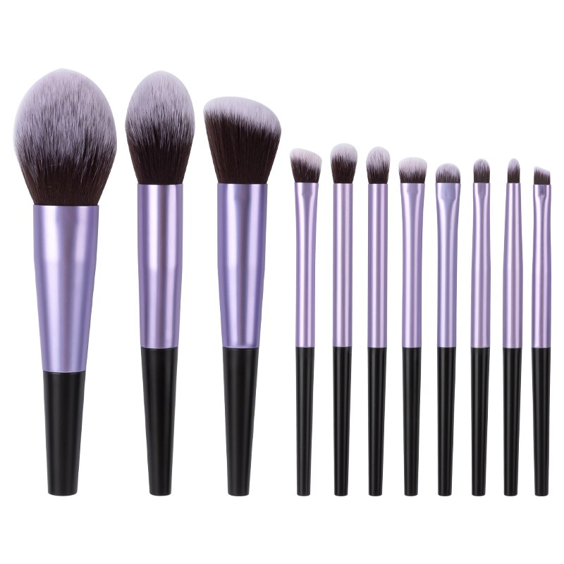 11pcs Long Tube Makeup Brushes Set Professional Natural Hair Powder Foundation Eyeshadow Contour Eyebrow Cosmetic Brush Kit