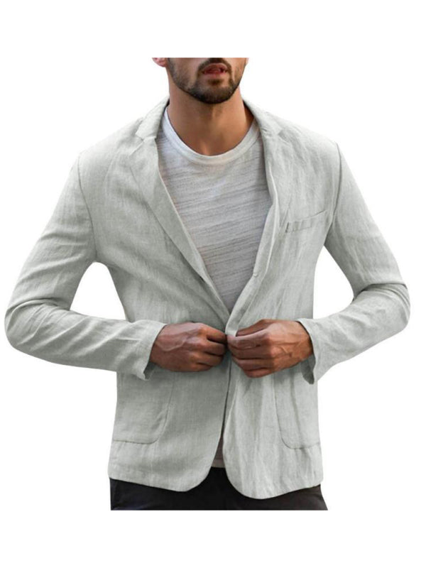 Men's Linen Cotton Loose Comfortable Solid Color Boutique Thin Casual Blazer