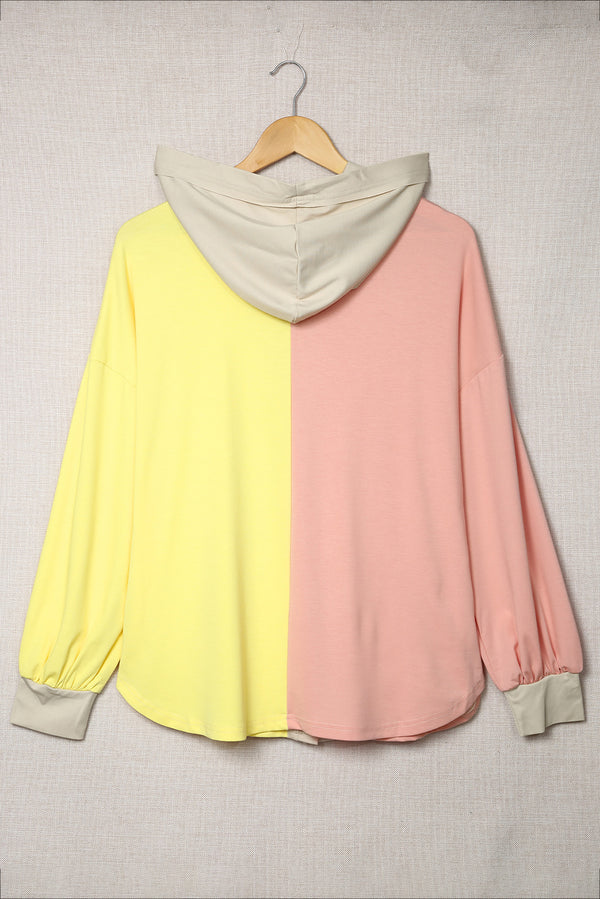Color Block Button Down Hooded Shirt Jacket