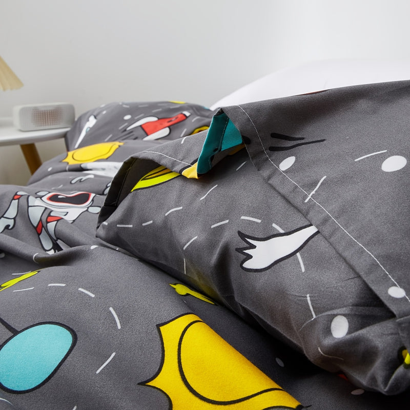 3pcs Astronaut Duvet Cover Set (1 Duvet Cover + 2 Pillow Case), Rocket Pattern Bedding For Boys Room, Soft Bedding