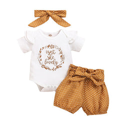 Summer Baby Girl Clothes Newborn Girls Letter Print Romper Bodysuit+Dot Pants+headband Outfits 3-18 Months Clothing