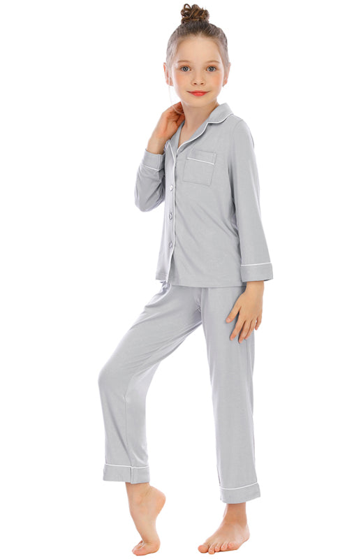 Children's Long Sleeve Pants Comfortable Modal Lapel Loose Loungewear Set