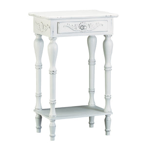 Distressed White Wood Telephone Table