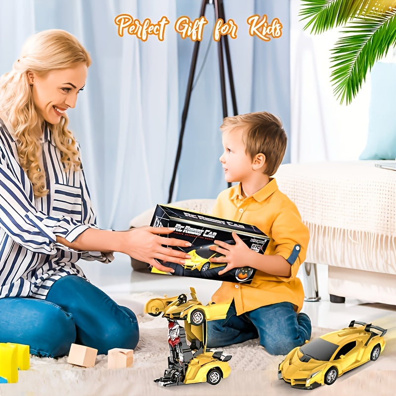 Remote Control Transform Car Robot Toy With Lights Deformation RC Car 360°Rotating Stunt Race Car Toys